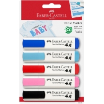 Маркери для тканини Faber-Castell Textile Marker Set Baby-Colours, 5 кольорів у блістері