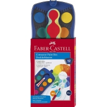 Фарби акварельні Faber-Castell CONNECTOR "скріплюють разом" сухі 12 кольорів + пензлик і білила