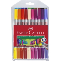 Фломастери Faber-Castell Fibre tip 20 кольорів двосторонні