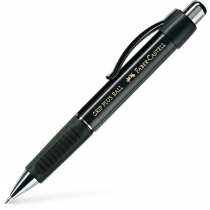 Ручка кулькова Faber-Castell Grip Plus Black Metallic, автомат. з каучуковим грипом, корпус чорний