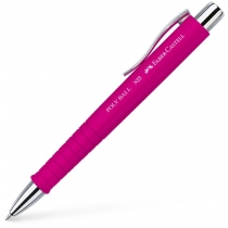Ручка кулькова Faber-Castell POLY BALL ХВ автоматична, синя, рожевий каучуковий корпус, 1,0 мм