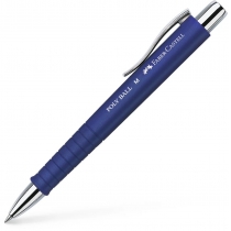 Ручка кулькова Faber-Castell POLY BALL M автоматична синя, синій каучуковий корпус, 0.7 мм