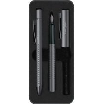 Подарунковий набір ручок Faber-Castell GRIP Edition в металевому пеналі колір антрацит