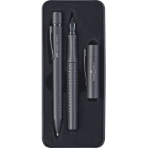 Подарунковий набір ручок Faber-Castell GRIP Edition в металевому пеналі чорний