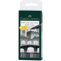 Набір ручок-пензликів капілярних Faber-Castell PITT Artist Pens "Brush" Shades of grey 6 шт