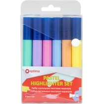 Набір текстових маркерів Optima 1-4,5 мм, 6 кольорів пастель в пеналі