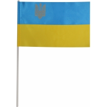 Прапорець України (14см*24см) з атласу, з тризубом