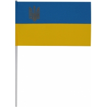 Прапорець України (14см*24см) з габардину, з тризубом