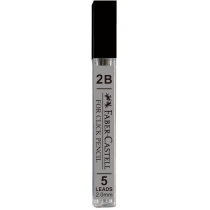 Графітний грифель для цангових олівців Faber-Castell 2B (2.0 мм), 5 шт. в пеналі