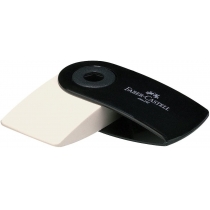 Гумка  Faber-Castell SLEEVE Mini вінілова біла в чорному пластиковому чохлі