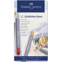 Олівці акварельні Faber-Castell Goldfaber Aqua, 12 кольорів в металевій коробці
