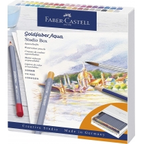 Олівці акварельні Faber-Castell Goldfaber Aqua 38 кольорів в студійній коробці з аксесуарами