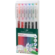 Набір кольорових гелевих ручок Faber-Castell Fast Gel, 6 кольорів (товщина 0.7 мм)