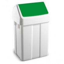 Відро для сміття TTS з поворотною кришкою біло-зелене, 12л