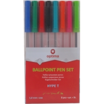 Набір кулькових ручок  OPTIMA HYPE T 1,0 mm, 8 кольорів чорнил, в блістері