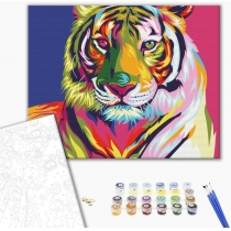 Набір, техніка акриловий живопис за номерами, "Тигр в стилі поп арт", 40*50 см
