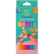 Олівці кольорові двосторонні преміум "PASTEL" тригранні, 24 кольори