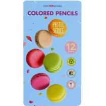 Олівці кольорові преміум "PASTEL" тригранні, 12 кольорів, в металевій коробці