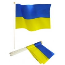 Прапор 30*45см "Україна" (зі штоком), поліестер