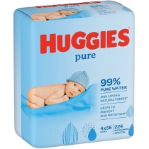 Вологі серветки дитячі Huggies Pure Quad 4 х 56 шт