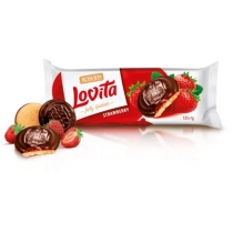 Здобне печиво Lovita Jelly Cookies з желейною начинкою зі смаком полуниці ККФ 135г /21шт