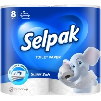 Папiр туалетний  SELPAK білий 8 шт