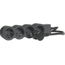 Подовжувач СТАНДАРТ 4х2К+З розетки, 16 А, з кабелем 3 м, колір Чорний
