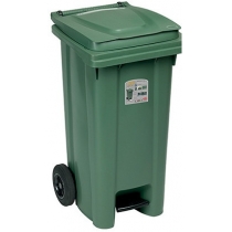 Контейнер для сміття  ТМ STEFANPLAST, з педаллю, зелений 120л