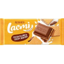 ШОКОЛАД Lacmi молочний з шоколадною начинкою та вафлею ВКФ 90г /18шт