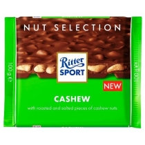 Шоколад молочний Ritter Sport Nut Selection з цільними горіхами кеш'ю 100 г