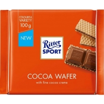 Шоколад молочний Ritter Sport з начинкою какао та вафлею 100 г