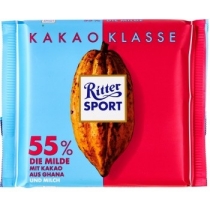 Шоколад молочний Ritter Sport зі збільшеним вмістом какао 55% 100 г