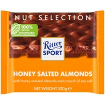 Шоколад молочний Ritter Sport Nut Selection з цільним мигдалем, сіллю і медом 100 г