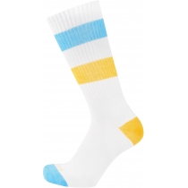 Шкарпетки жіночі демісезонні бавовняні,з жовтою та блакитною полосами DUNA 3342; 21-23; білий
