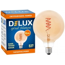 Лампа світлодіодна_DELUX_Globe G125 6w 2200K Е27 amber spiral filament теплий білий