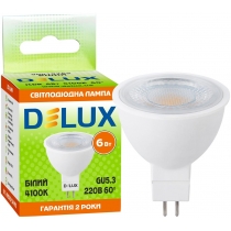 Лампа світлодіодна DELUX JCDR 6Вт 60° 4100K 220В GU5.3 білий