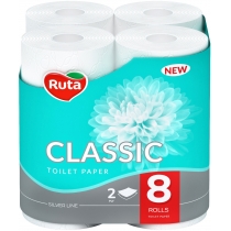 Папір туалетний 2 шари Ruta Classic 8 рулонів білий