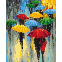 Набір, техніка акриловий живопис за номерами, "Кольоровий дощ", 40*50 см