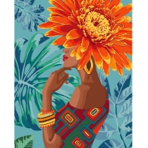 Набір, техніка акриловий живопис за номерами, "Дівчина - тропічна квітка", 40*50 см