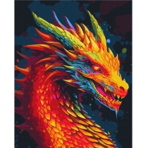 Набір, техніка акриловий живопис за номерами, "Неоновий дракон", 40*50 см