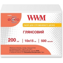 Фотопапір WWM глянсовий 200г/м кв, 10см x 15см, 500арк (G200.F500)
