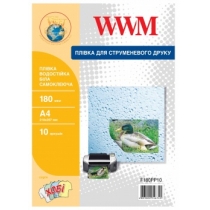 Плівка WWM водостійка біла самоклеюча 180мкм, A4, 10л