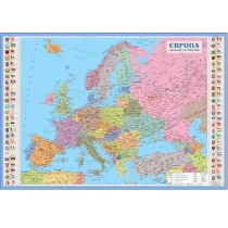 Карта Європи політична М1:6 500 000 100х70 см папір, ламінована з планками