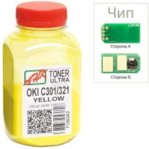 Тонер + чіп АНК для OKI C301/321 бутль 50г Yellow (1505328)