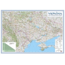 Україна.Карта автомобільних шляхів м-б1:1млн. картон на планках.
