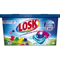 Капсули для прання тріо ТМ Losk для кольорових тканин, 15шт