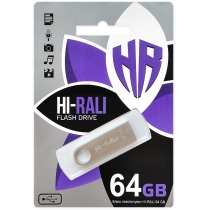 Флеш-драйв Hi-Rali серiя срібло метал USB 64GB