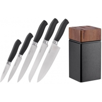 Набір ножів з блоком Ardesto Black Mars, 6 предметів, нержавіюча сталь, дерево