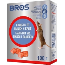 Родентицидний засіб Брикети в мишей і пацюків 100г ТМ Bros