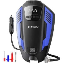 Автокомпресор GEMIX Model E black/blue поршневий, цифровий манометр, функція AUTOSTOP, ліхтарик, 35